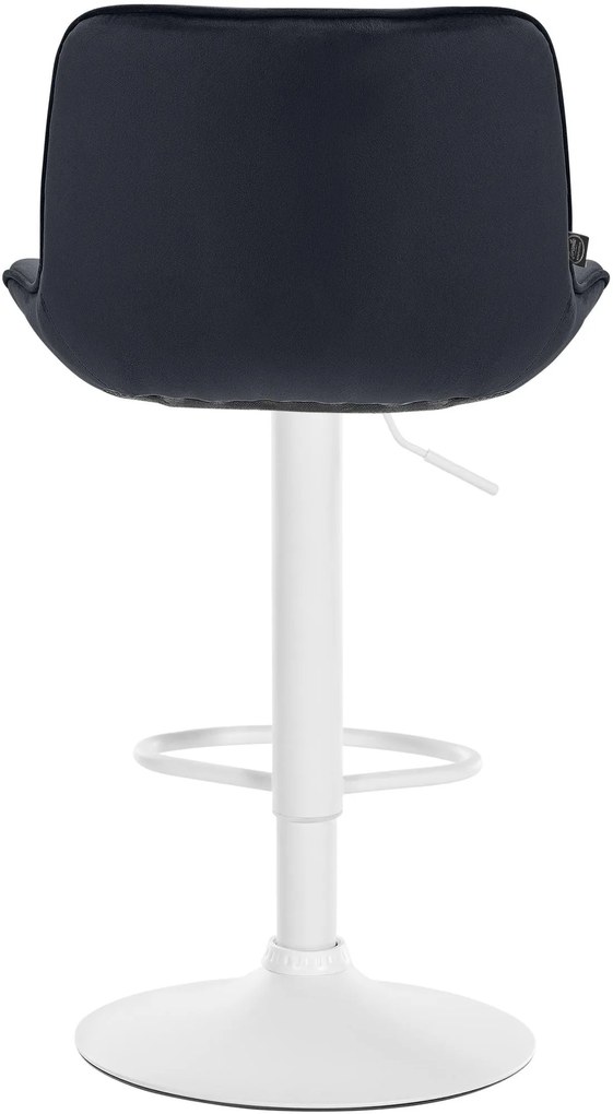 Banco alto em veludo com estrutura branca 85-106 x 49 x 51 cm preto