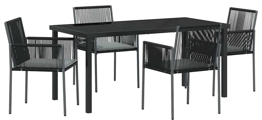 Conjunto de jantar de jardim com 5 peças e almofadas em rattan sintéti
