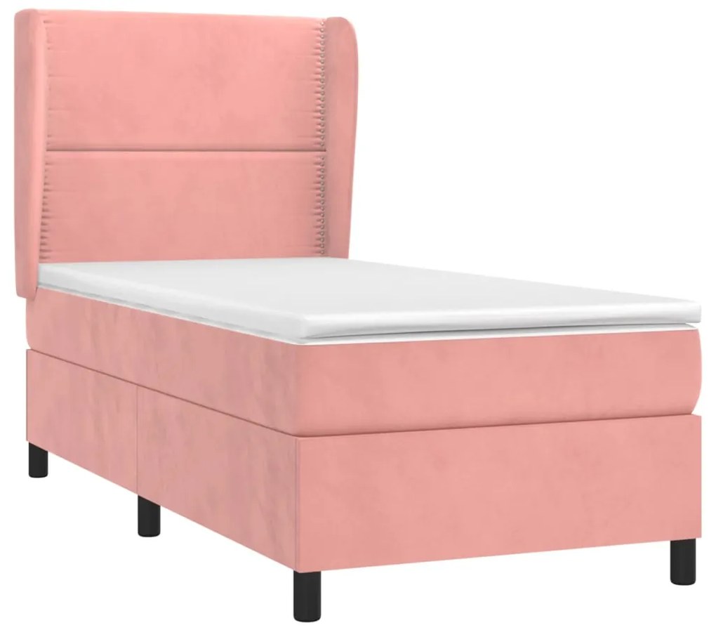 Cama com molas/colchão 90x190 cm veludo rosa