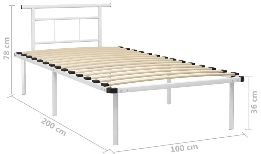Estrutura de cama 100x200 cm metal branco