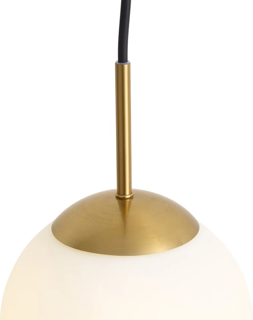 Candeeiro Pendente Art Deco Dourado com Vidro Opalino IP44 - Flore