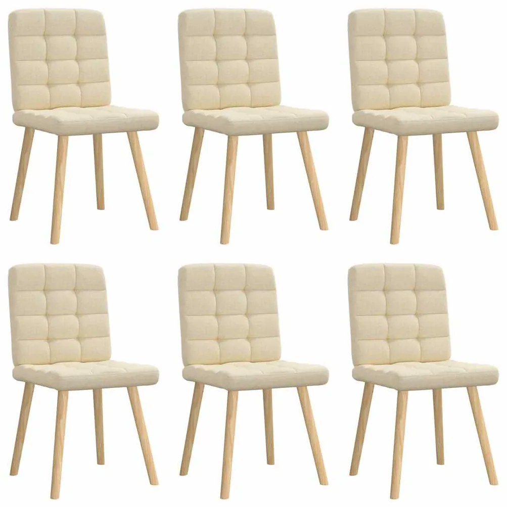 Cadeiras de jantar 6 pcs tecido cor creme