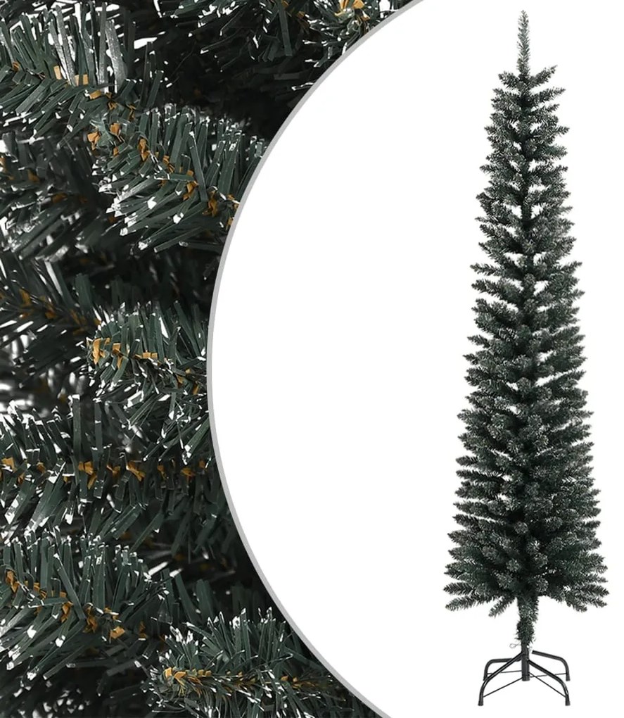 vidaXL Árvore de Natal artificial fina com suporte 240 cm PVC verde