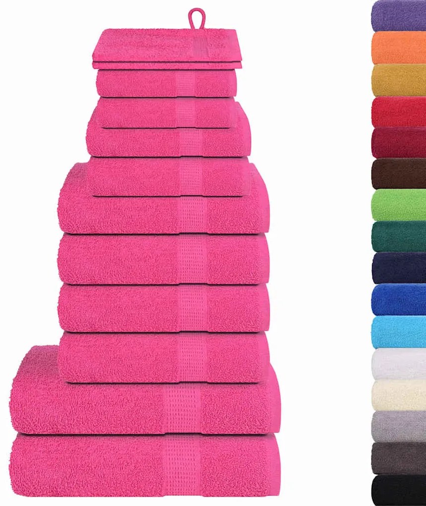 12pcs Conjunto toalhas banho 360 gsm 100% algodão rosa