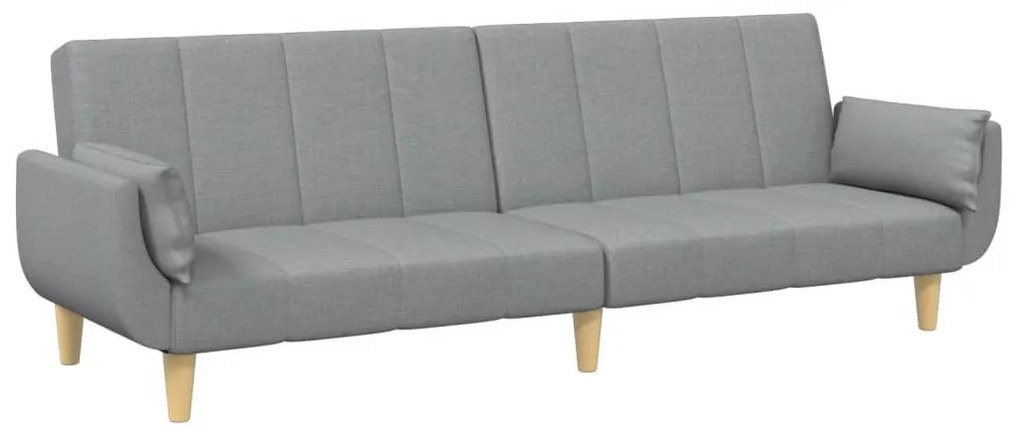 Sofá-cama de 2 lugares c/ apoio de pés tecido cinzento-claro
