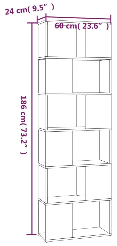 Estante/divisória 60x24x186 cm carvalho fumado