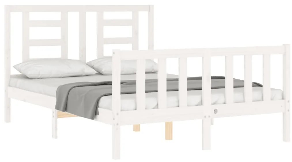 Cama sem colchão 140x190 cm madeira de pinho maciça branco