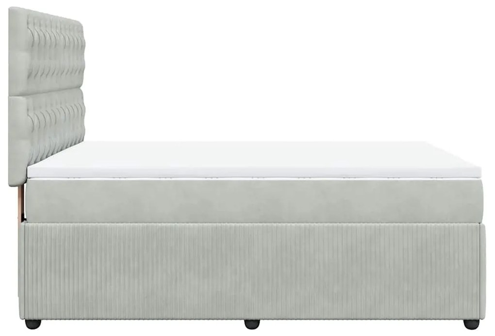 Cama com molas/colchão 140x190 cm veludo cinzento-claro