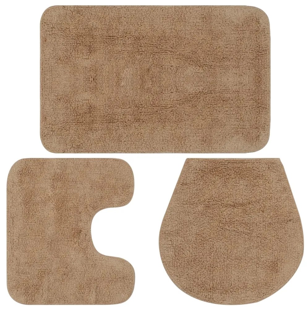 Conjunto tapetes de casa de banho 3 pcs tecido bege