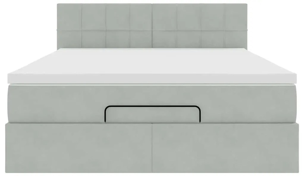 Estrutura de cama otomana com colchão 140x190 cm cinzento claro