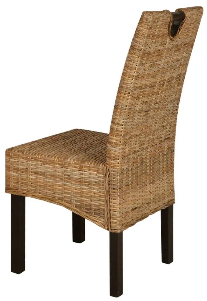 Cadeiras de jantar, 6 pcs, vime Kubu, madeira de mangueira