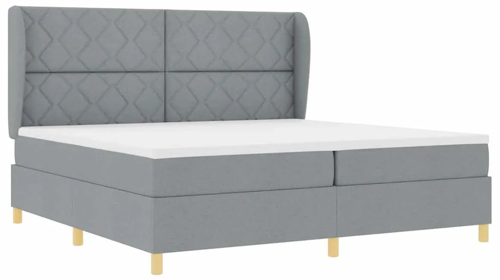 Cama Box Spring com Colchão cinza claro 200x200 cm tecido