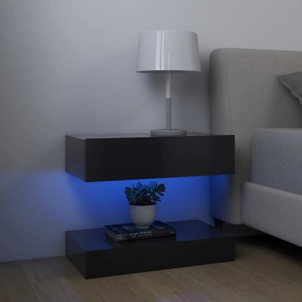 3079683 vidaXL Mesa de cabeceira 60x35 cm contraplacado cinzento