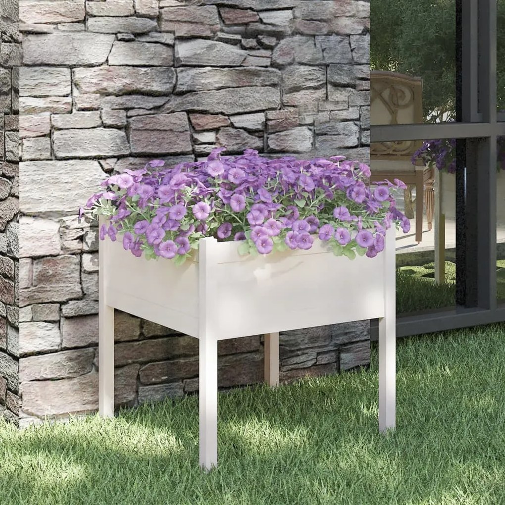 vidaXL Vaso de jardim 70x70x70 cm madeira de pinho maciça branco