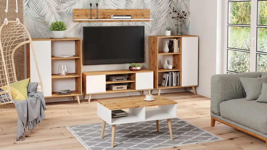 Mesa de Centro Artesanal Sandi Oak - Branca