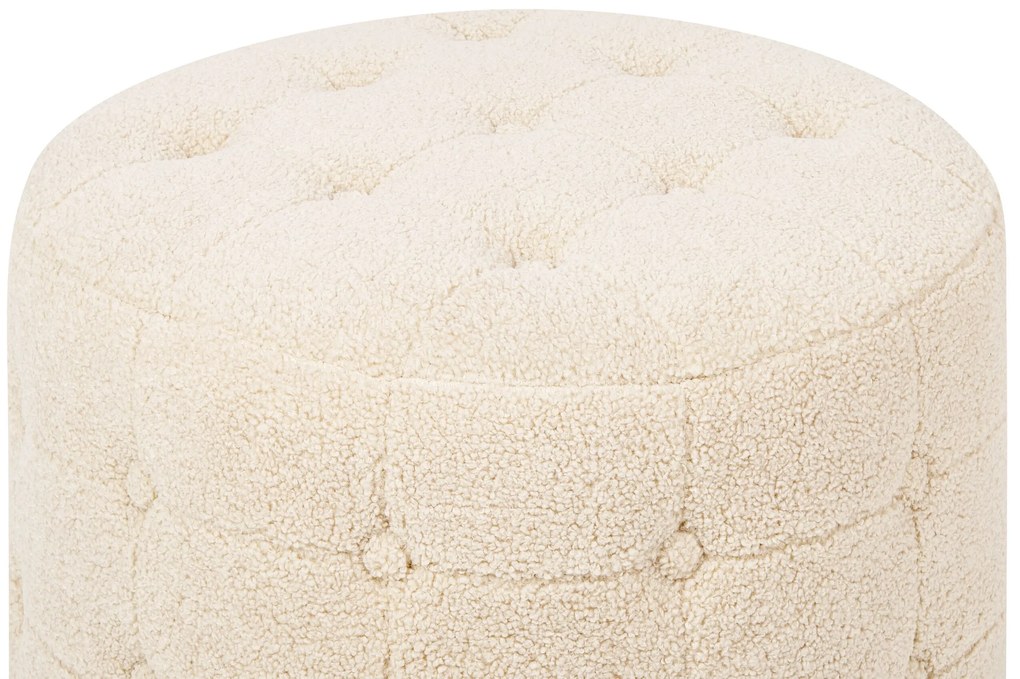 Pufe cilíndrico em bouclé creme ⌀ 55 cm TAMPA Beliani