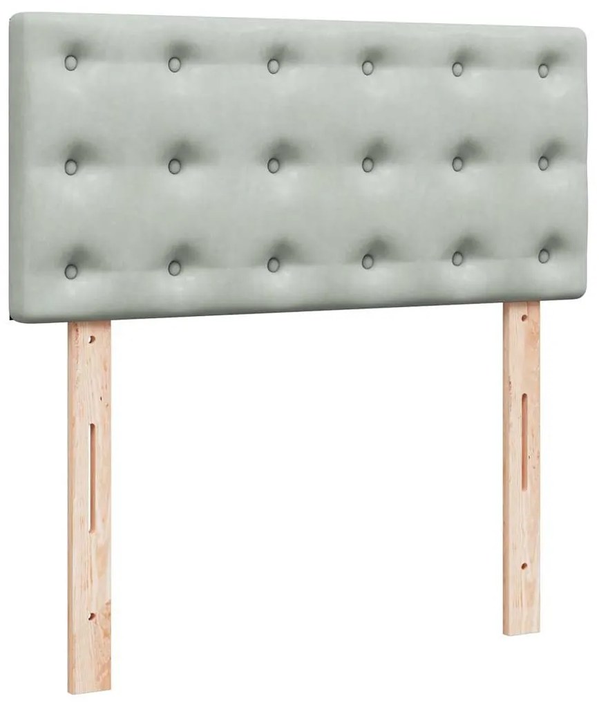 Cama com molas/colchão 90x190 cm veludo cinza-claro