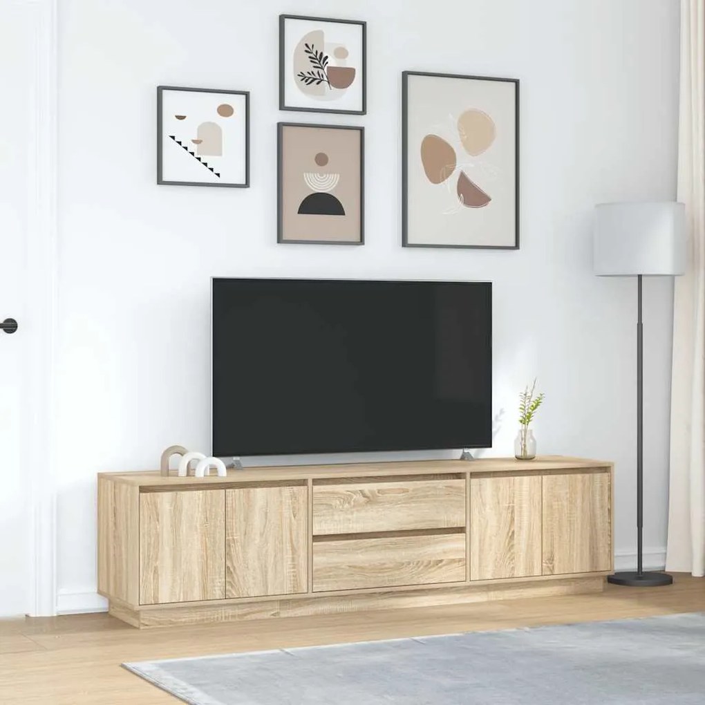 Móvel de TV com luzes LED 193,5x41x50 cm carvalho sonoma