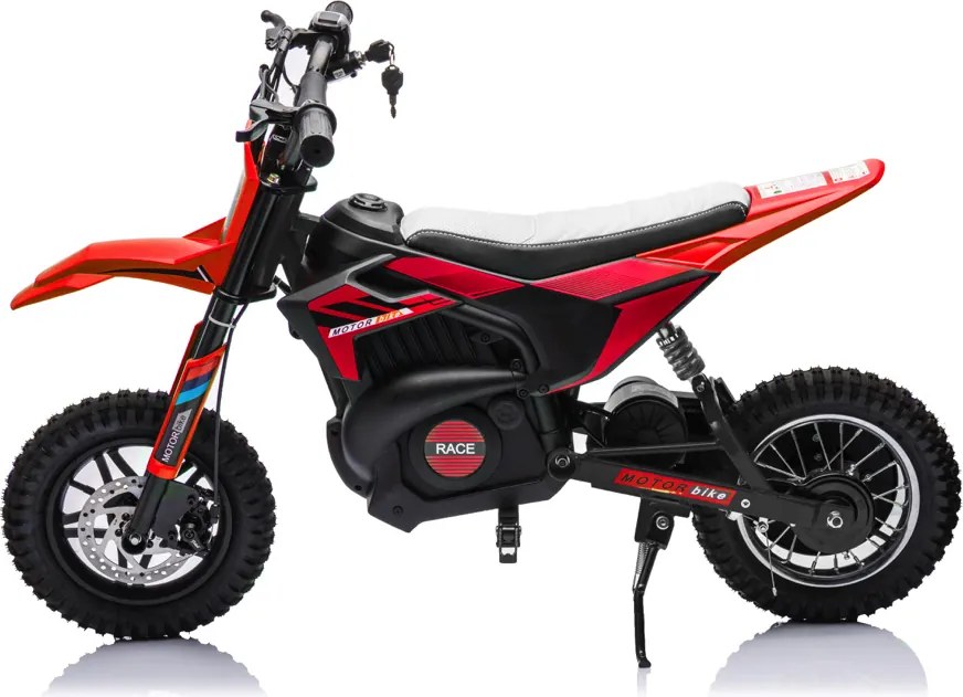 Moto elétrica infantil 24 volts e 250 watts com motor cruzado Vermelho/Preto
