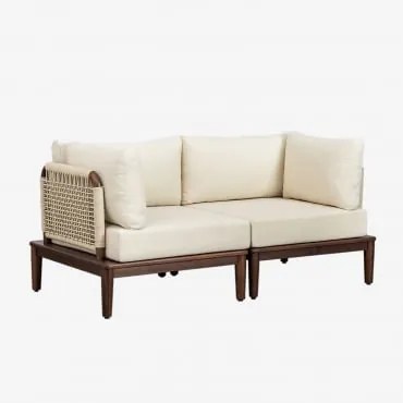 Sofá Modular De Jardim De 2 Peças Com 2 Poltronas De Canto Em Acácia Giulia Castanho-acácia Escuro - Sklum