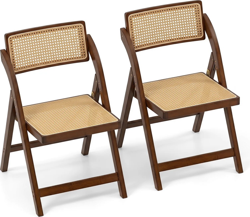 Conjunto de 2 Cadeiras de Jantar Dobráveis (MESA NÃO INCLUIDA), 56 x 49 x 80 cm, Encostos Rotativos de 360°, cor Nogueira