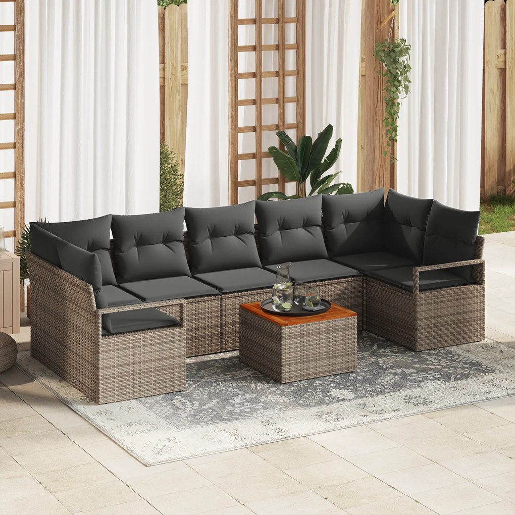 Conjunto de Sofá Modular para Jardim com Almofadas Cinza Poliéster Acá