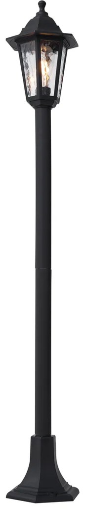 Poste de exterior clássico preto 122cm IP44 - New Haven Hammered Clássico / Antigo