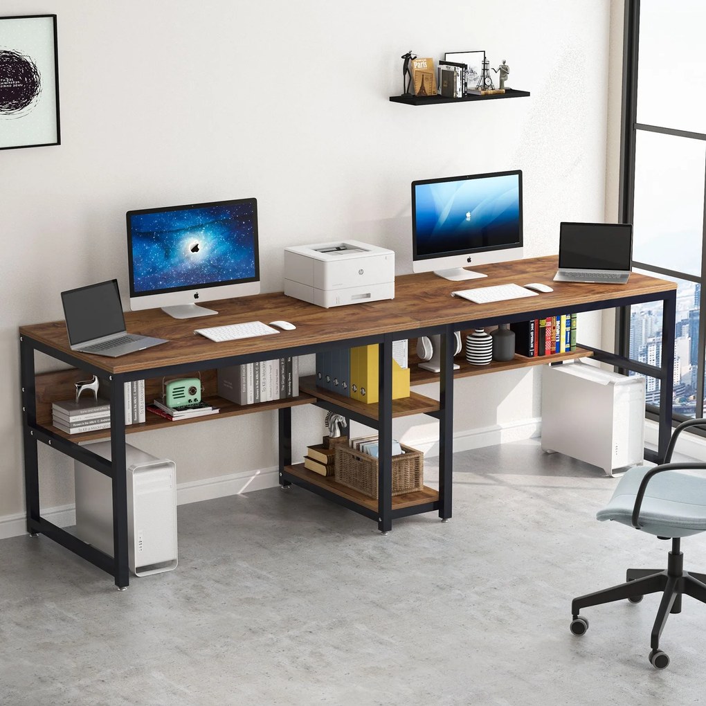 78 7 Duas pessoas mesa de mesa mesa de computador dupla estação de trabalho com prateleiras
