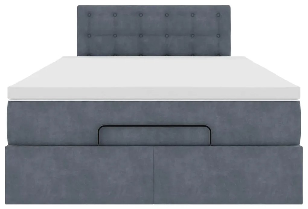 Cama otomana com colchão 120x190 cm veludo cinzento-escuro