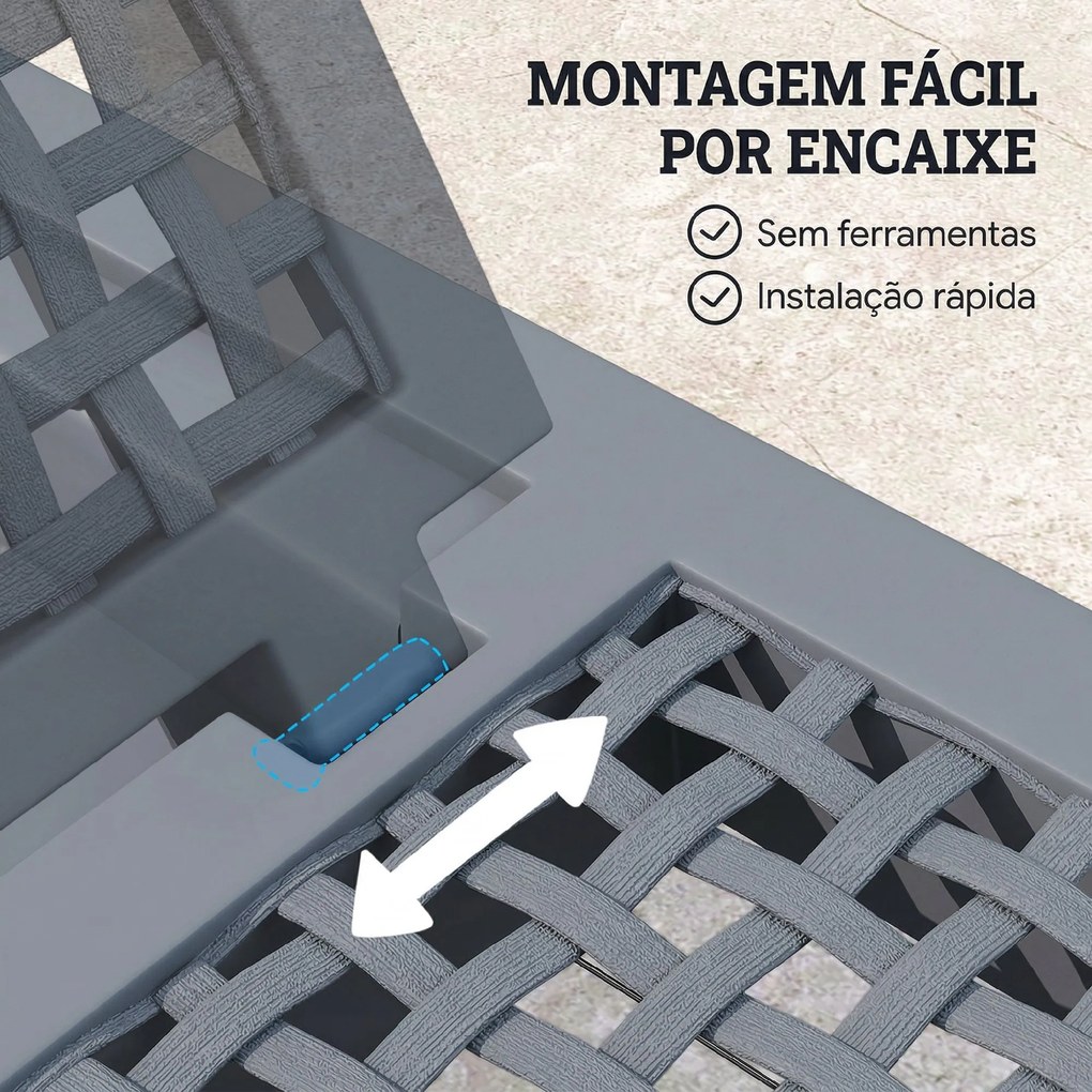 Espreguiçadeira Reclinável de Jardim Exterior com Encosto Ajustável em 4 Posições e Estrutura de PP 191x55x35,5 cm Cinzento Escuro
