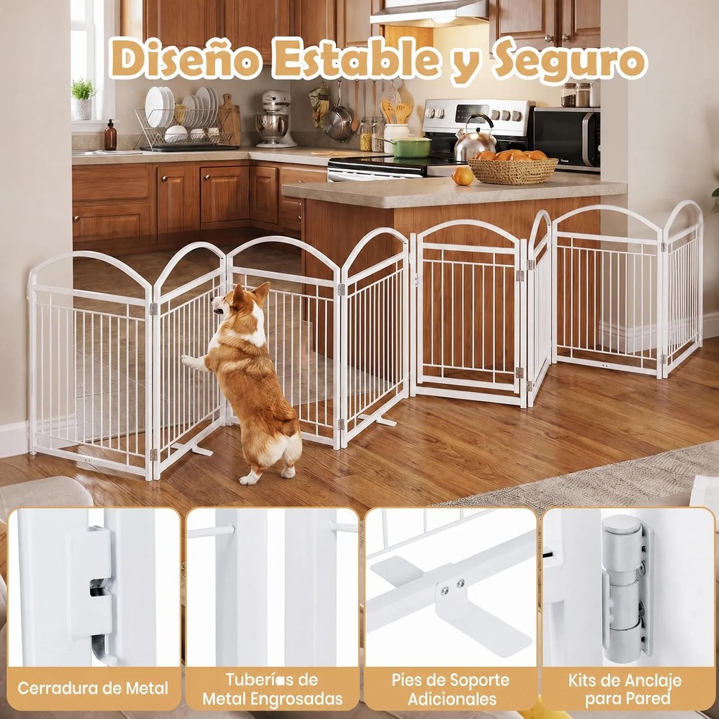Vedação para Cães de 8 Painéis, 480 x 81 cm, Dobrável, Branco