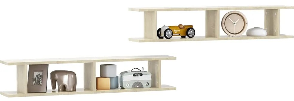 Estantes de parede 2 pcs 105x18x20 cm contrapl. carvalho sonoma