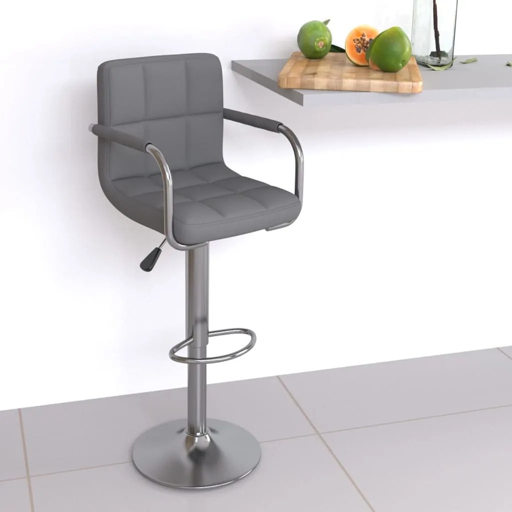 vidaXL Banco de bar couro artificial cinzento