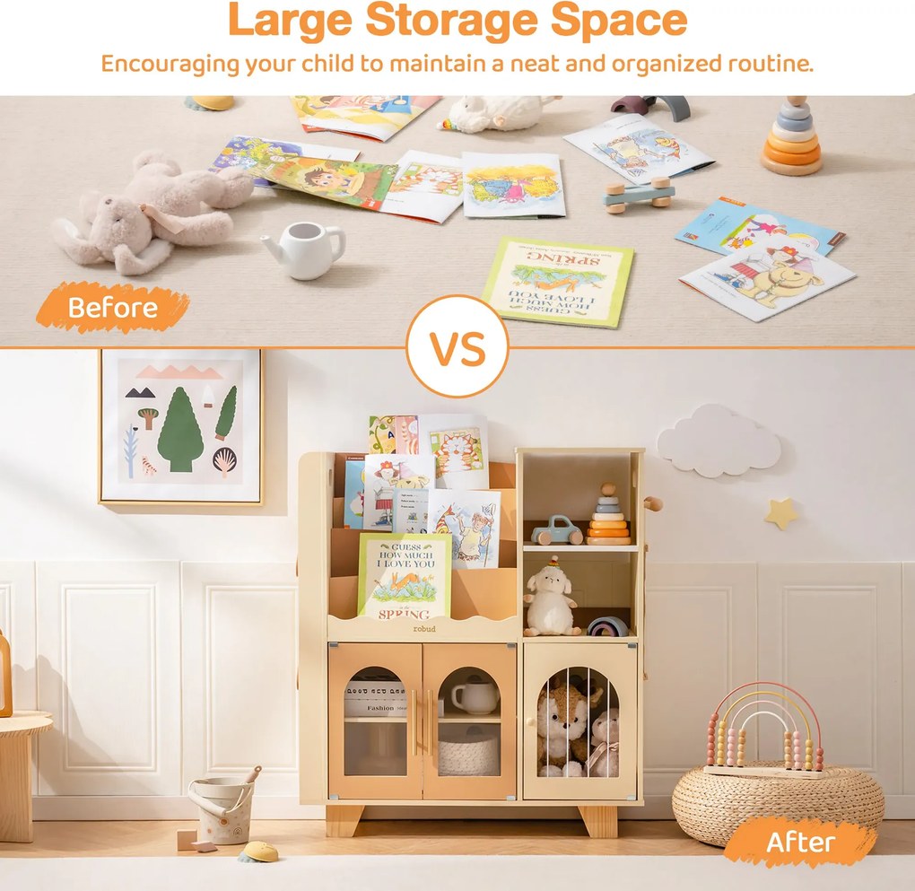 Organizador de brinquedos para crianças madeira 89,3 x 79,2 x 29,2 cm Caramelo