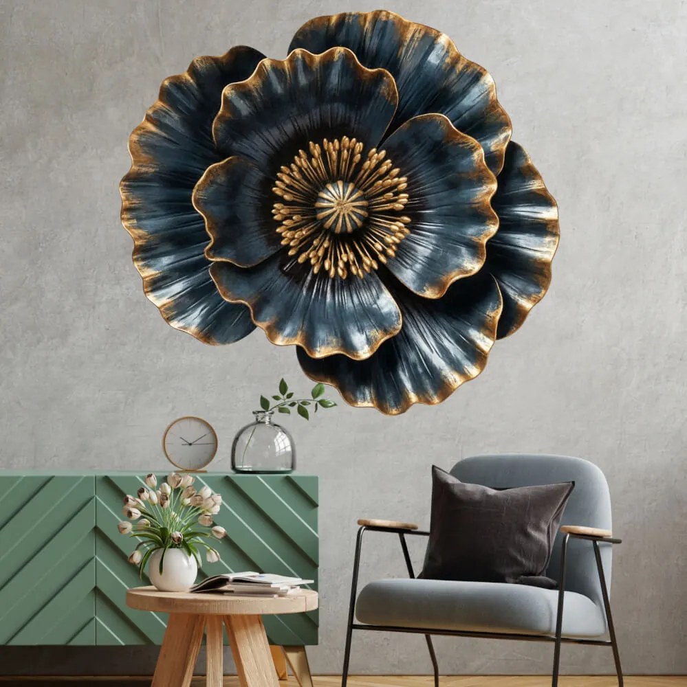 Autocolante Papoila – Design a preto e dourado