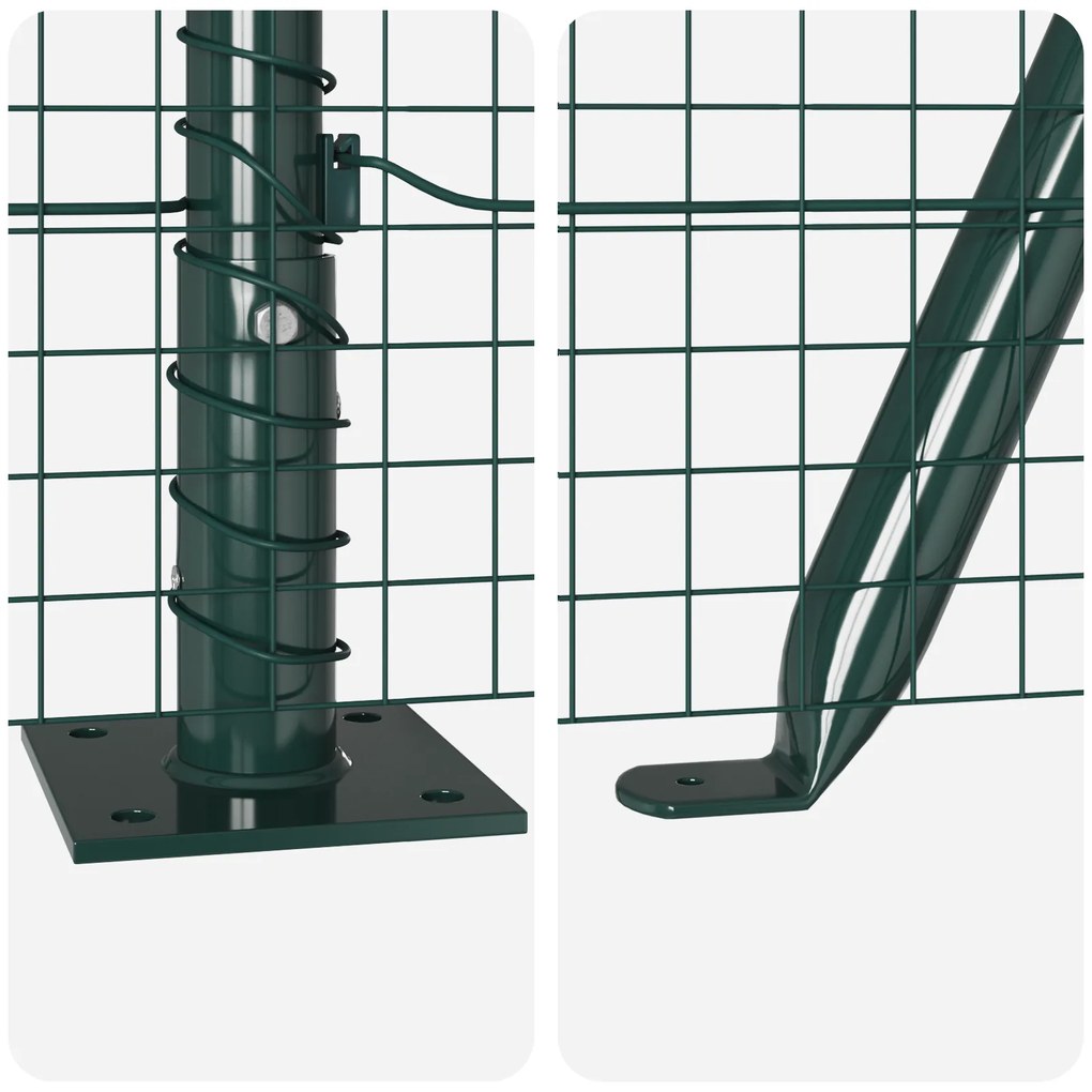 Cerca de Arame Soldado com 13 Postes Flangados Verde 1,6x25 m Aço