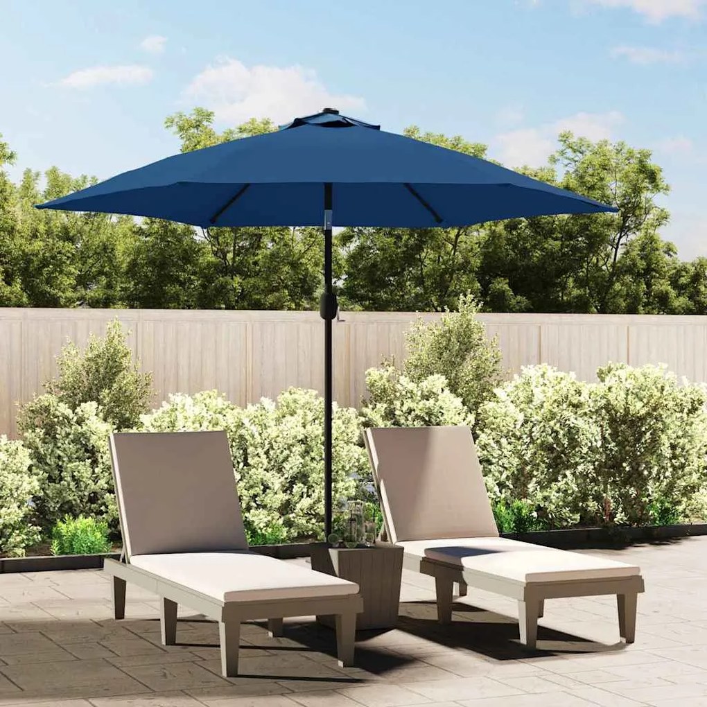Tecido de substituição p/ guarda-sol exterior 300 cm azul-ciano