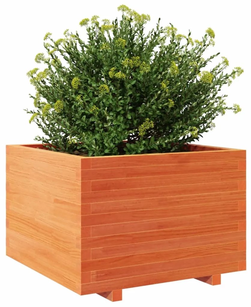 Vaso/floreira de jardim 70x70x49,5 cm pinho maciço castanho mel