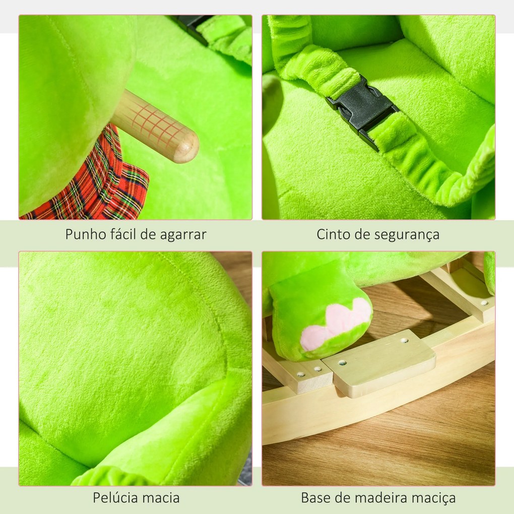 Cavalo de balanço para crianças acima de 18 meses de madeira com rodas