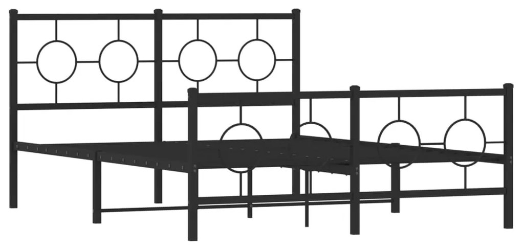 Estrutura de cama com cabeceira e pés 140x190 cm metal preto