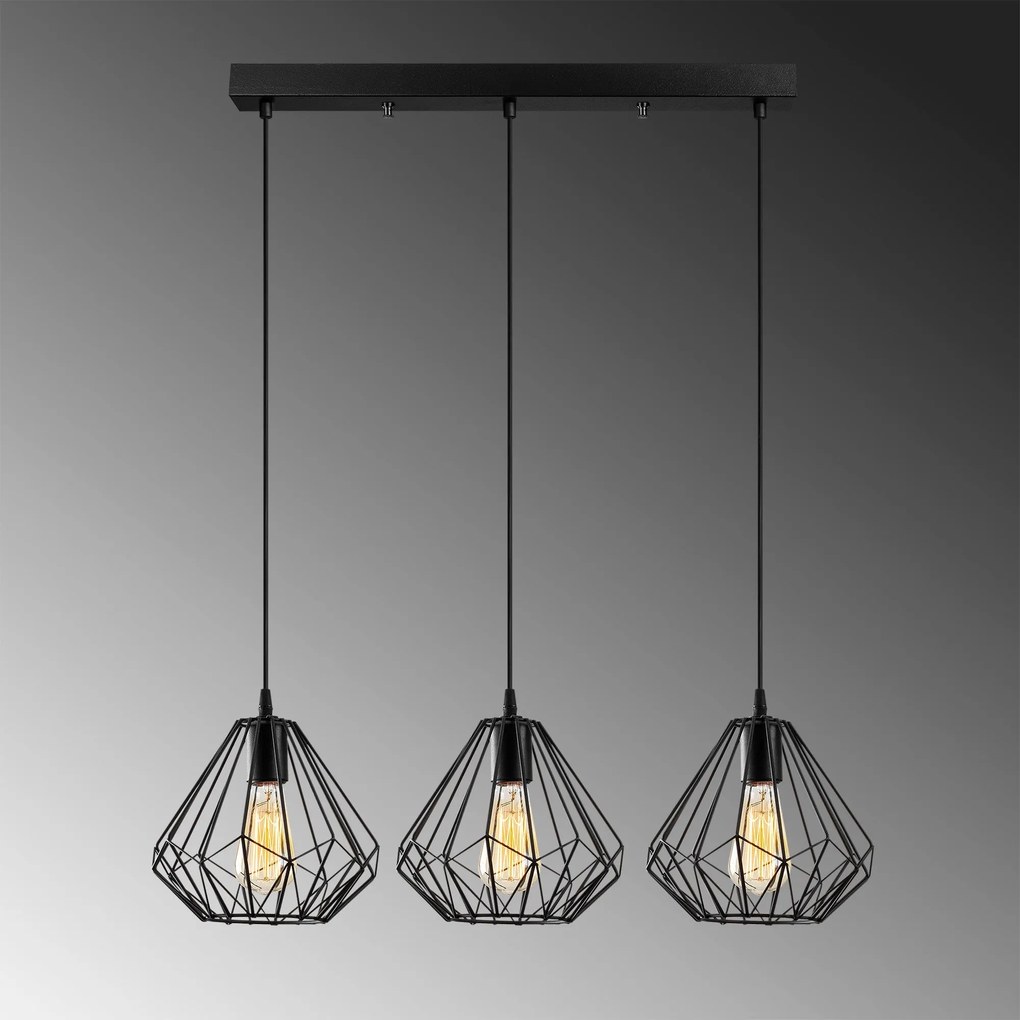 Candeeiro de Teto Diamond – Preto – 73 cm de Diâmetro x 117 cm de Altu