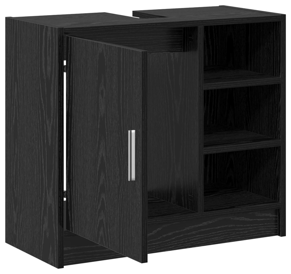 Gabinete para Pia Carvalho Preto 63x29x55 cm Madeira Engenheirada