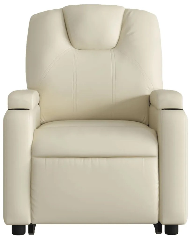 Poltrona reclinável de massagens couro artificial cor creme