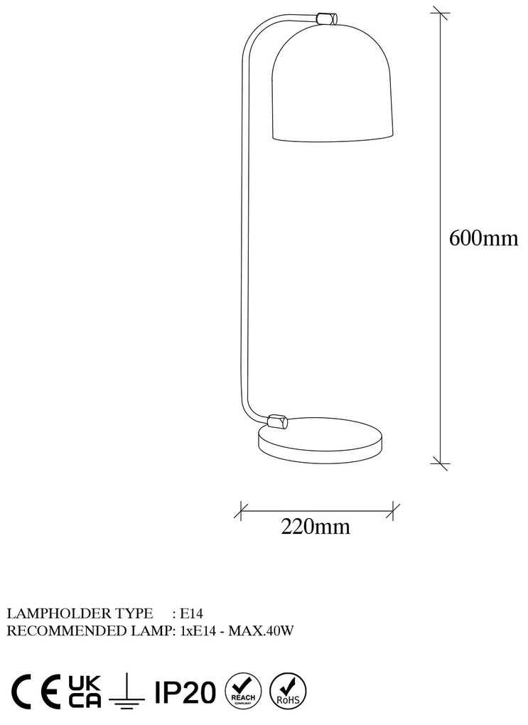 Candeeiro de Mesa Epika – Preto – 17 x 22 x 60 cm