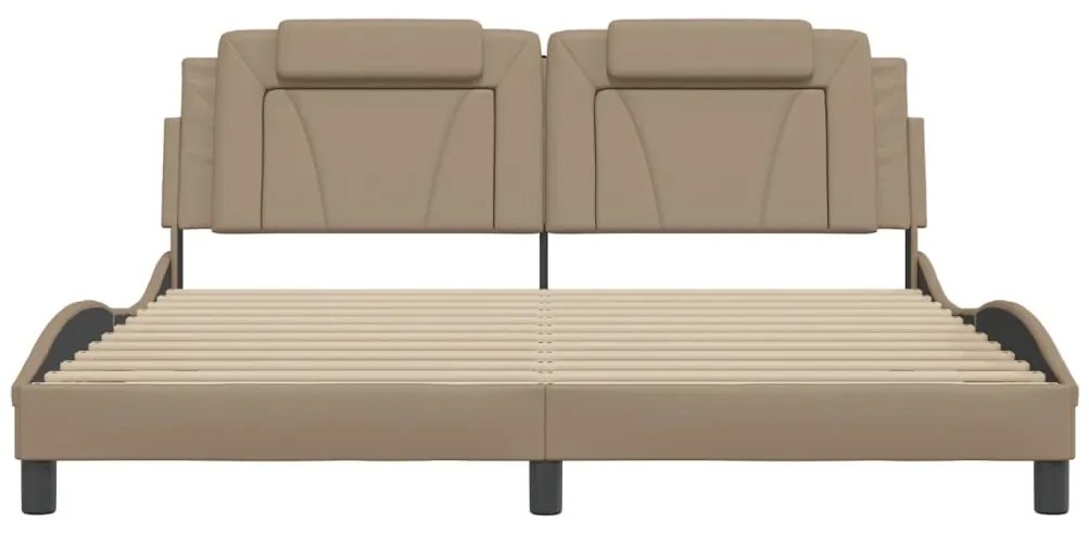 Estrutura cama cabeceira 180x200 cm couro artificial cappuccino
