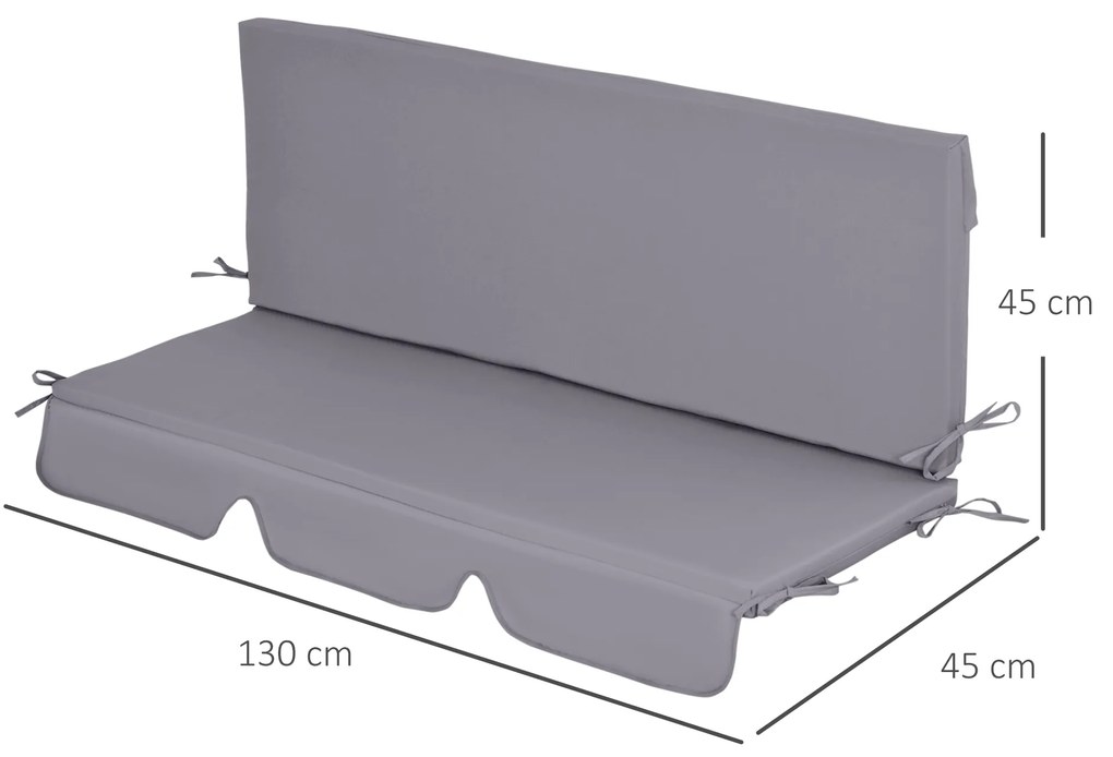 Almofada para Baloiço de 2 Peças Almofada para Baloiço de Assento e Encosto Acolchoado 130x45x5 cm Cinza