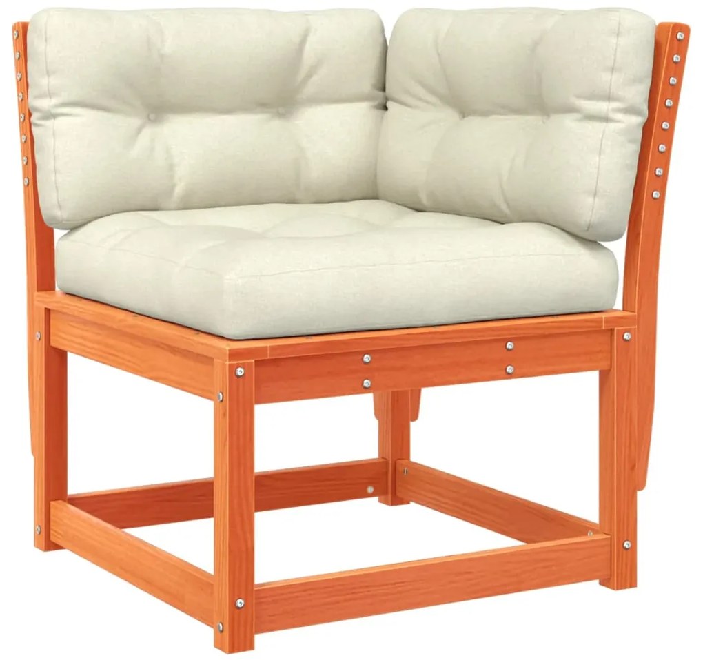 5pcs conj. lounge jardim + almofadões pinho maciço castanho-mel