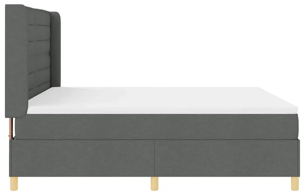 Cama Box com Colchão e LED vidaXL Cinza Escuro 180x200 cm Tecido