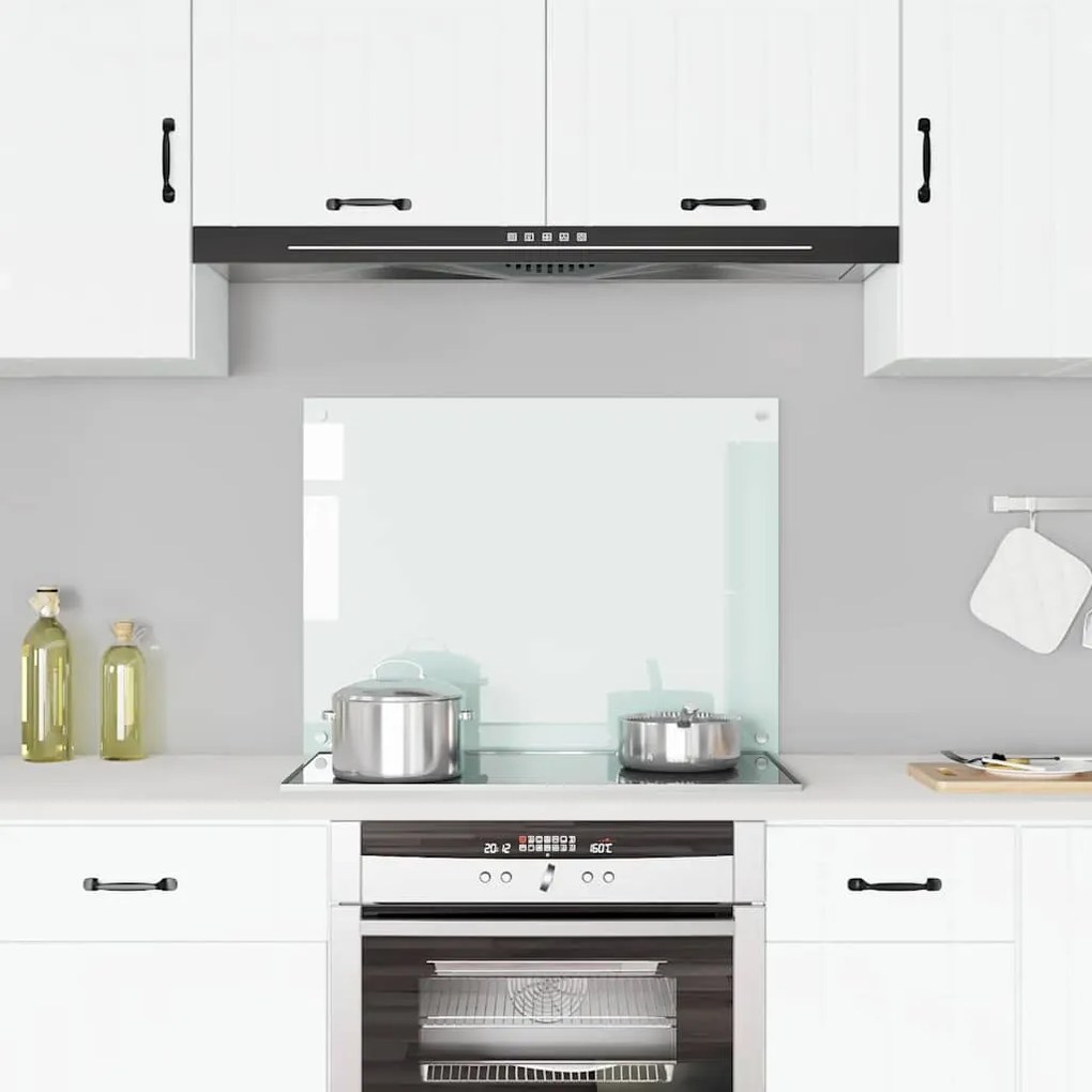 vidaXL Painel anti-salpicos de cozinha 80x60 cm vidro temperado branco