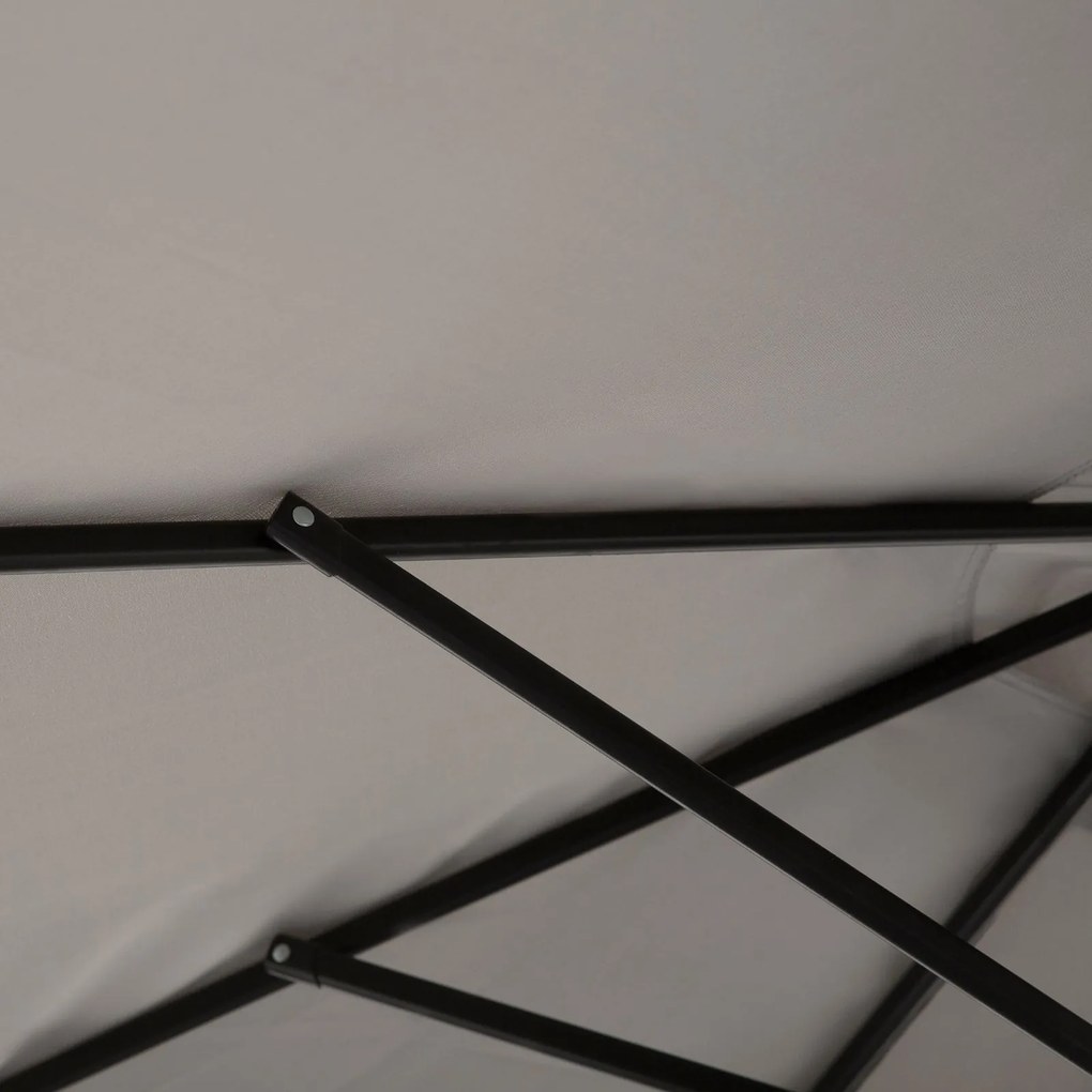 Outsunny Chapéu de Sol de Jardim Ø295x250 cm com Manivela Chapéu de Sol Exterior com Mecanismo de Inclinação e Mastro Desmontável de Metal para Terraço Piscina Pátio Cinza